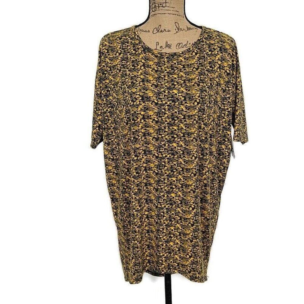 NWT Lularoe Womens sz XS Irma T Shirt Yellow Floral Short Sleeve